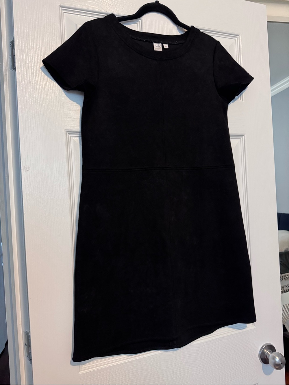 SIMONS faux suede black mini dress